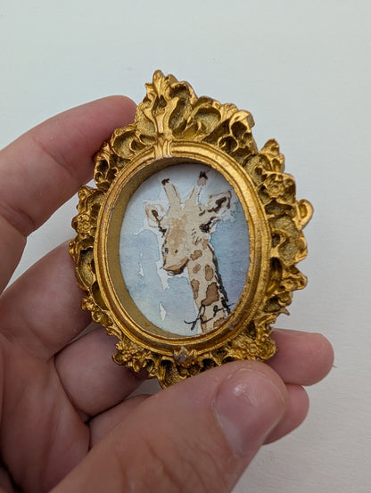 Mini Giraffe Painting - Original Watercolor Art by Lora Cavallin
