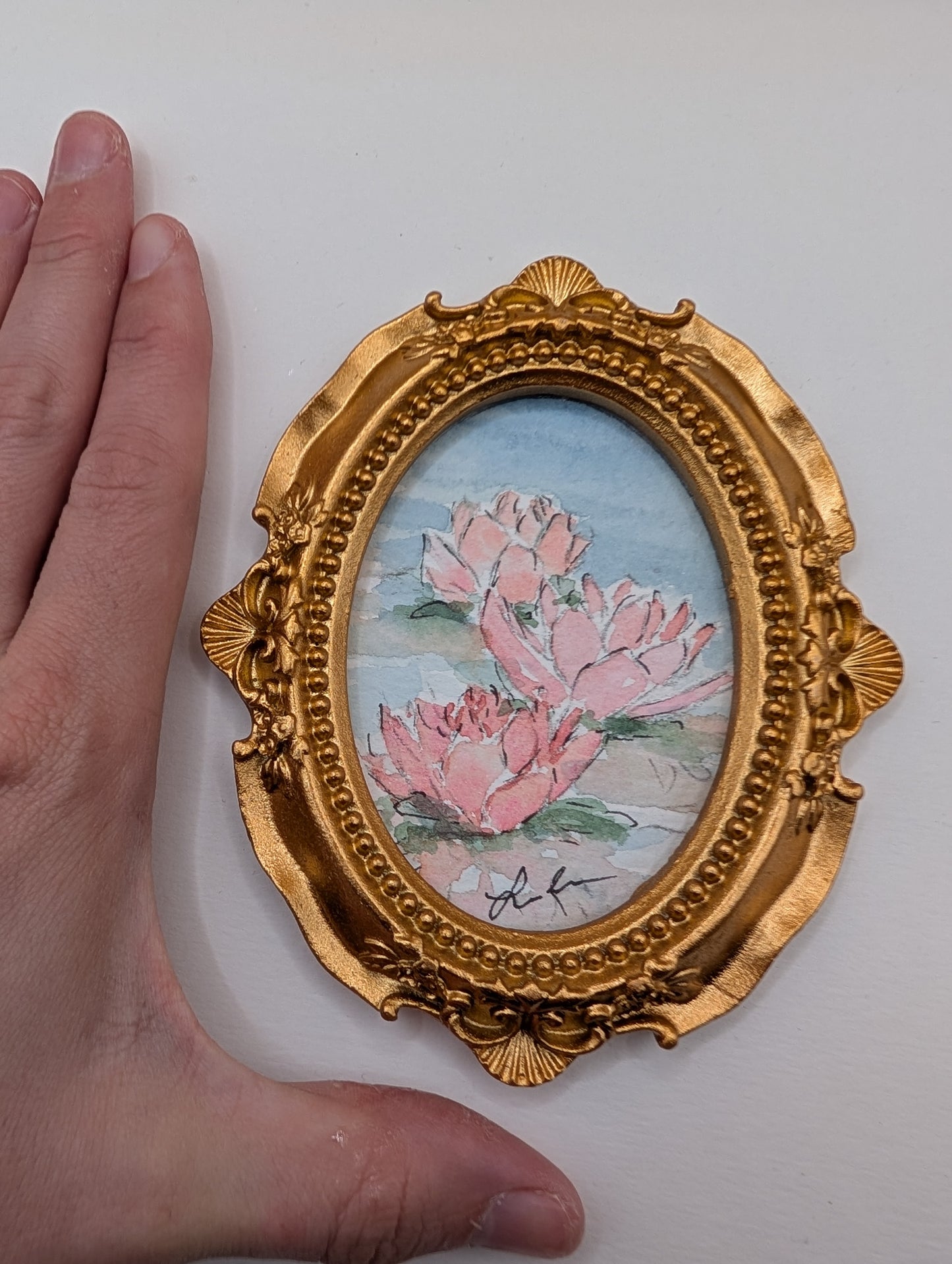 Mini Waterlily Painting - Original Watercolor Art by Lora Cavallin