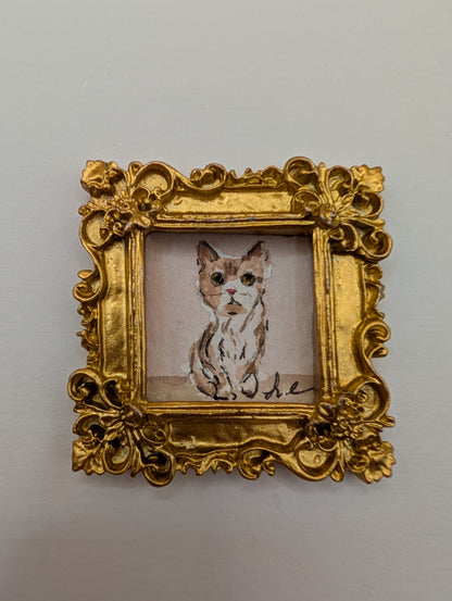 Mini Cat Painting - Original Watercolor Art by Lora Cavallin