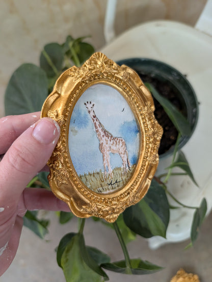 Mini Giraffe Painting - Original Watercolor Art by Lora Cavallin