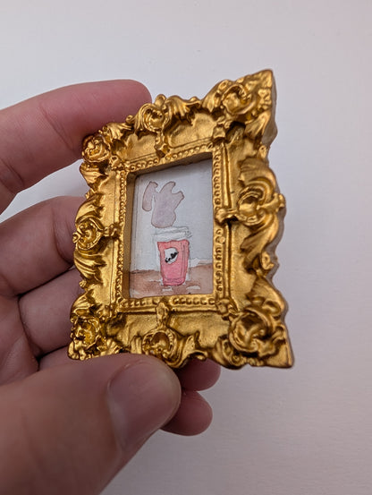 Mini Coffee Cup Painting - Original Watercolor Art by Lora Cavallin