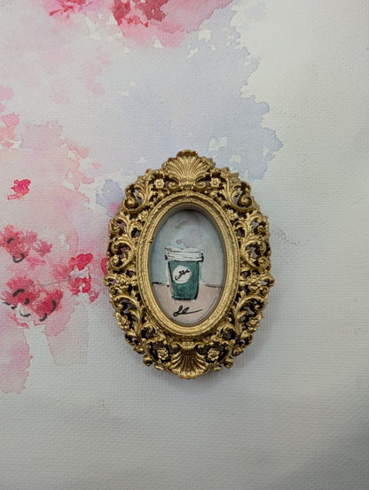 Mini Coffee Painting - Original Watercolor Art by Lora Cavallin