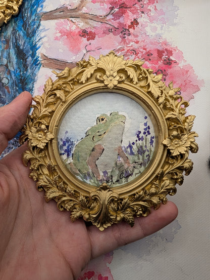 Mini Frog Painting - Original Watercolor Art by Lora Cavallin