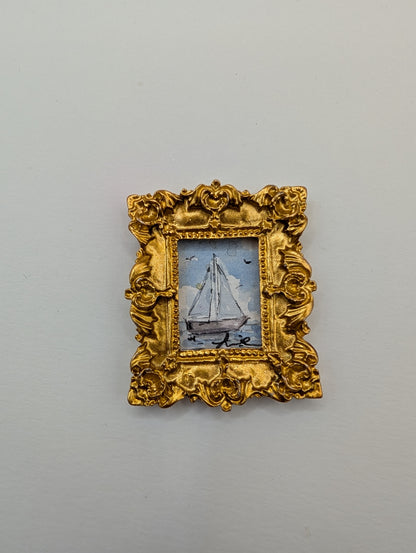Mini Sailboat Painting - Original Watercolor Art by Lora Cavallin