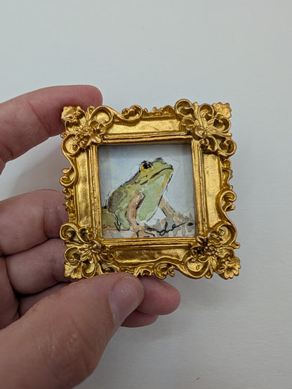 Mini Frog Painting - Original Watercolor Art by Lora Cavallin