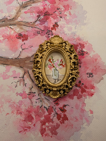 Mini Vase of Flowers Painting - Original Watercolor Art by Lora Cavallin