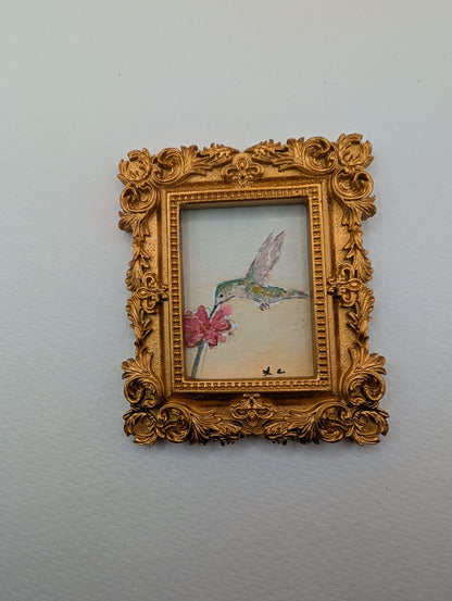 Mini Hummingbird Painting - Original Watercolor Art by Lora Cavallin