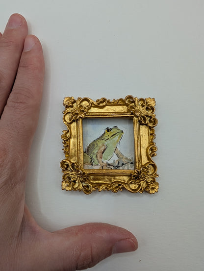 Mini Frog Painting - Original Watercolor Art by Lora Cavallin