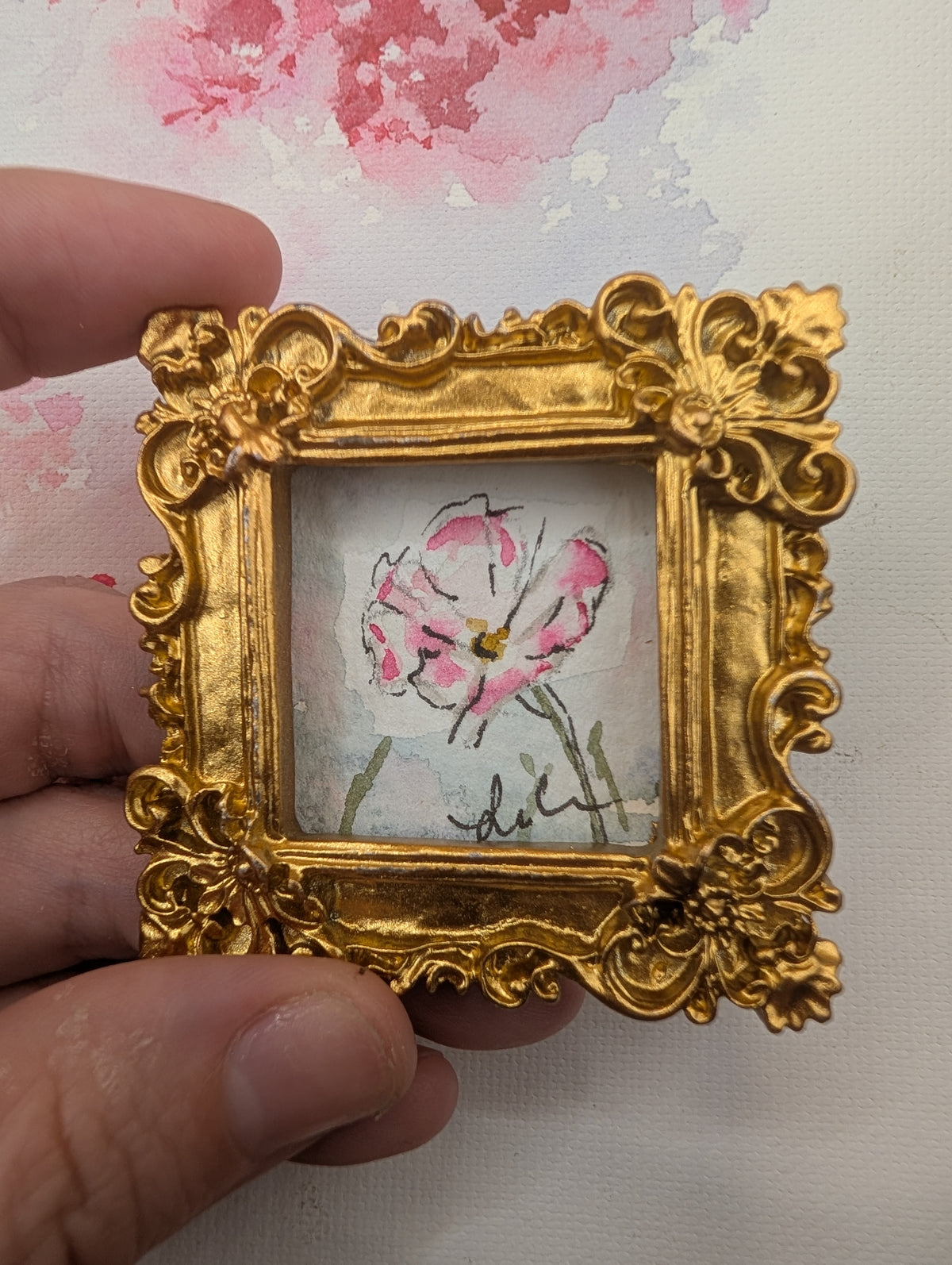 Mini Loose Flower Painting - Original Watercolor Art by Lora Cavallin