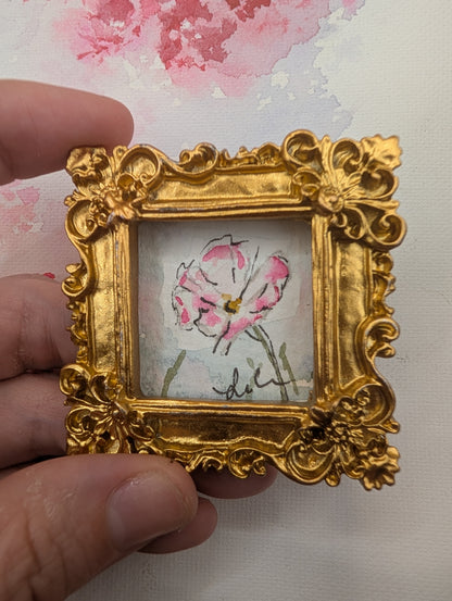 Mini Loose Flower Painting - Original Watercolor Art by Lora Cavallin