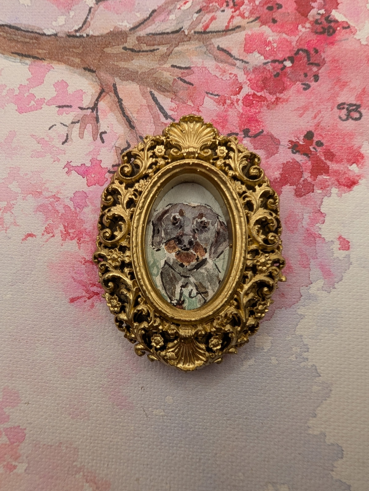 Mini Dachshund Painting - Original Watercolor Art by Lora Cavallin