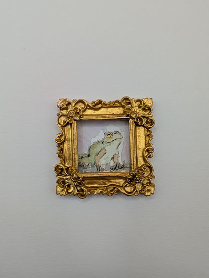 Mini Frog Painting - Original Watercolor Art by Lora Cavallin