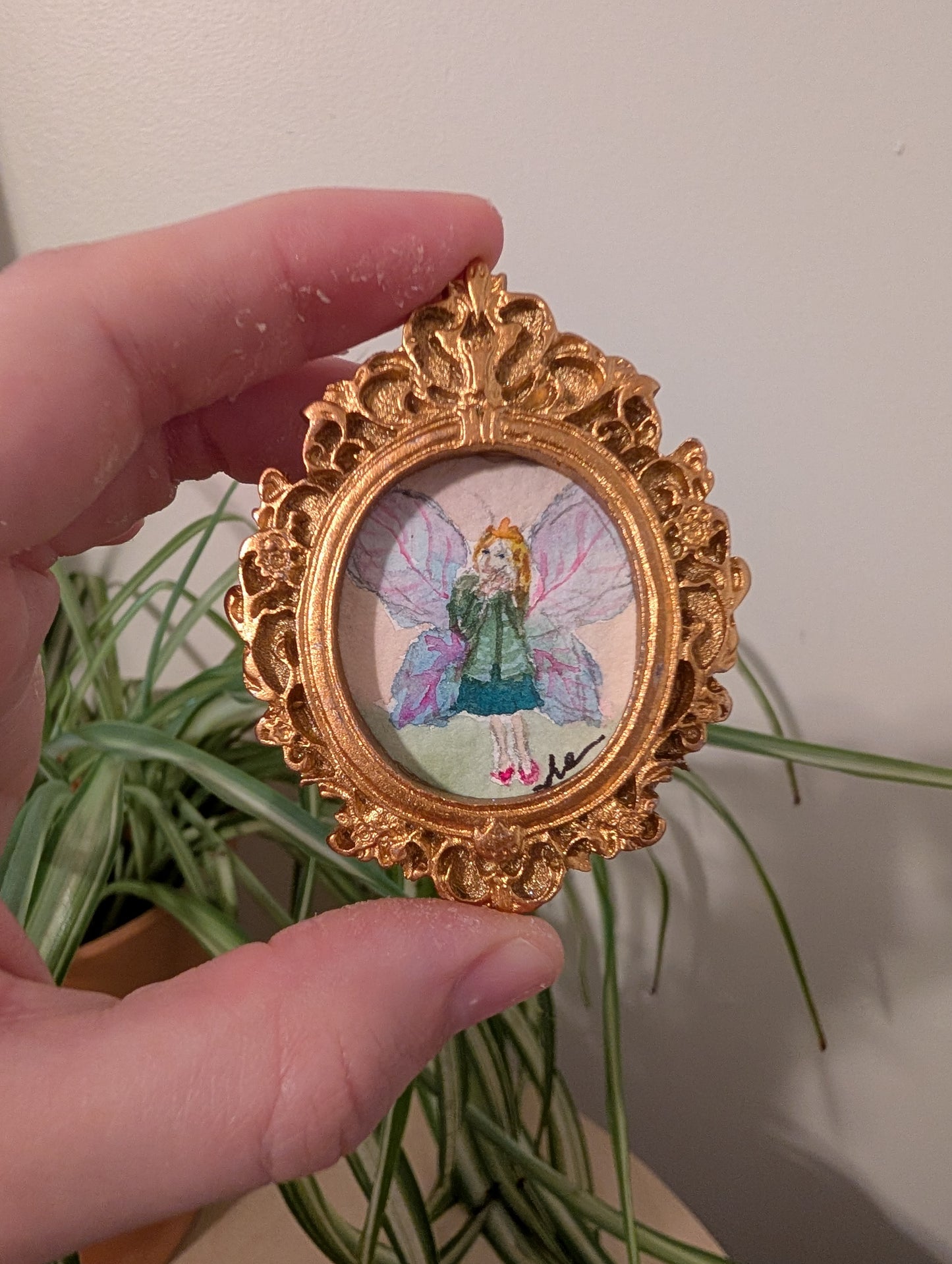 Mini Fairy Painting - Original Watercolor Art by Lora Cavallin