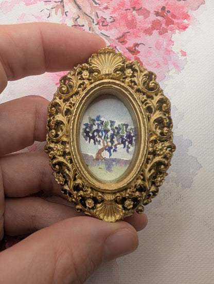 Mini Wisteria Tree Painting - Original Watercolor Art by Lora Cavallin