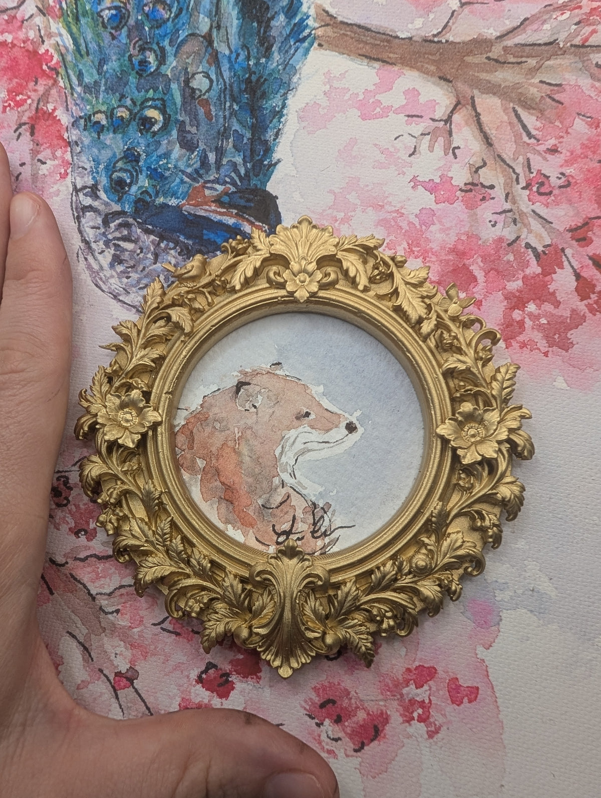 Mini Fox Painting - Original Watercolor Art by Lora Cavallin