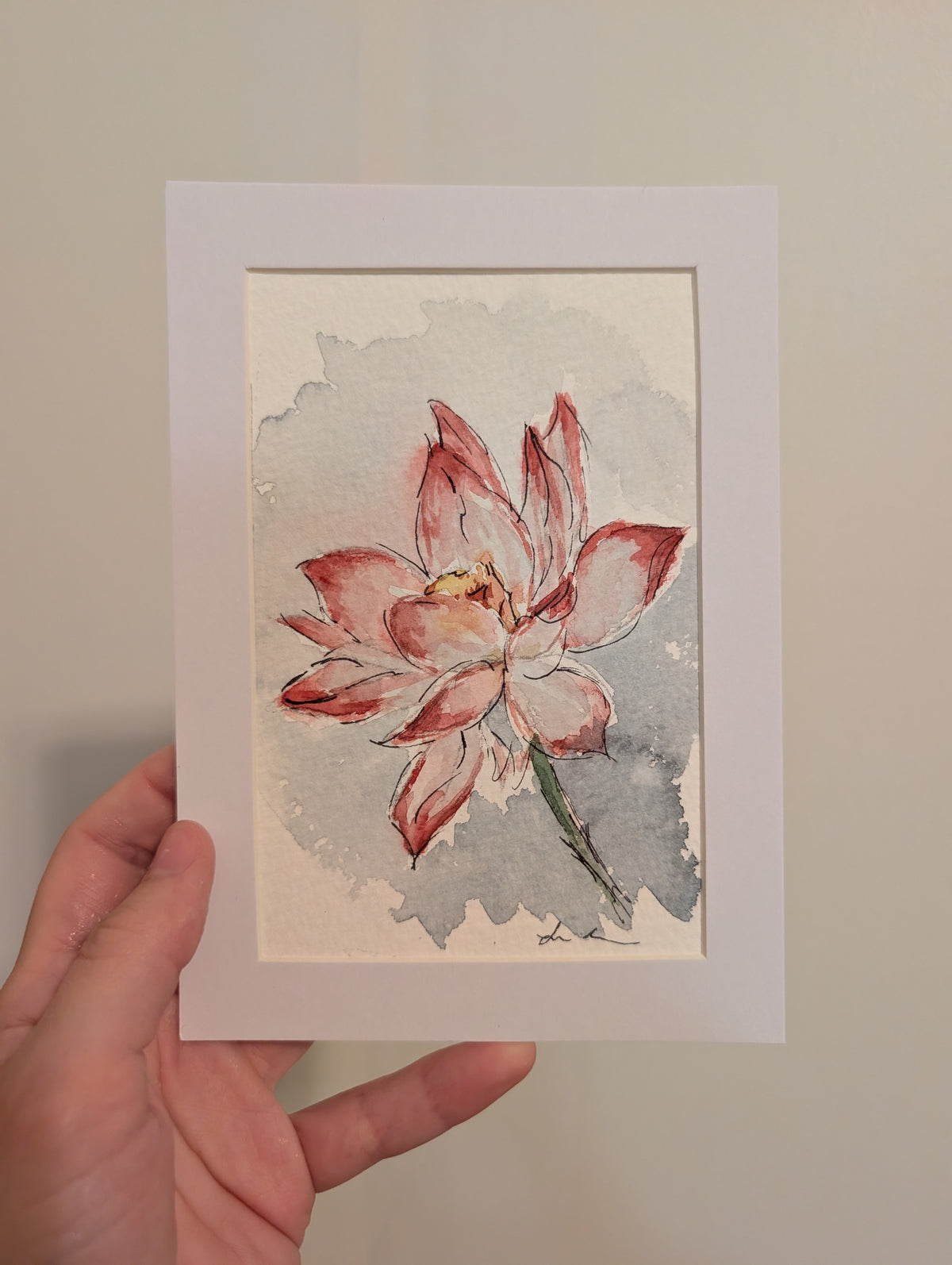 Floral Watercolor Painting - 4 x 6" - No Frame, Comes with Mat - Original Art by Lora Cavallin