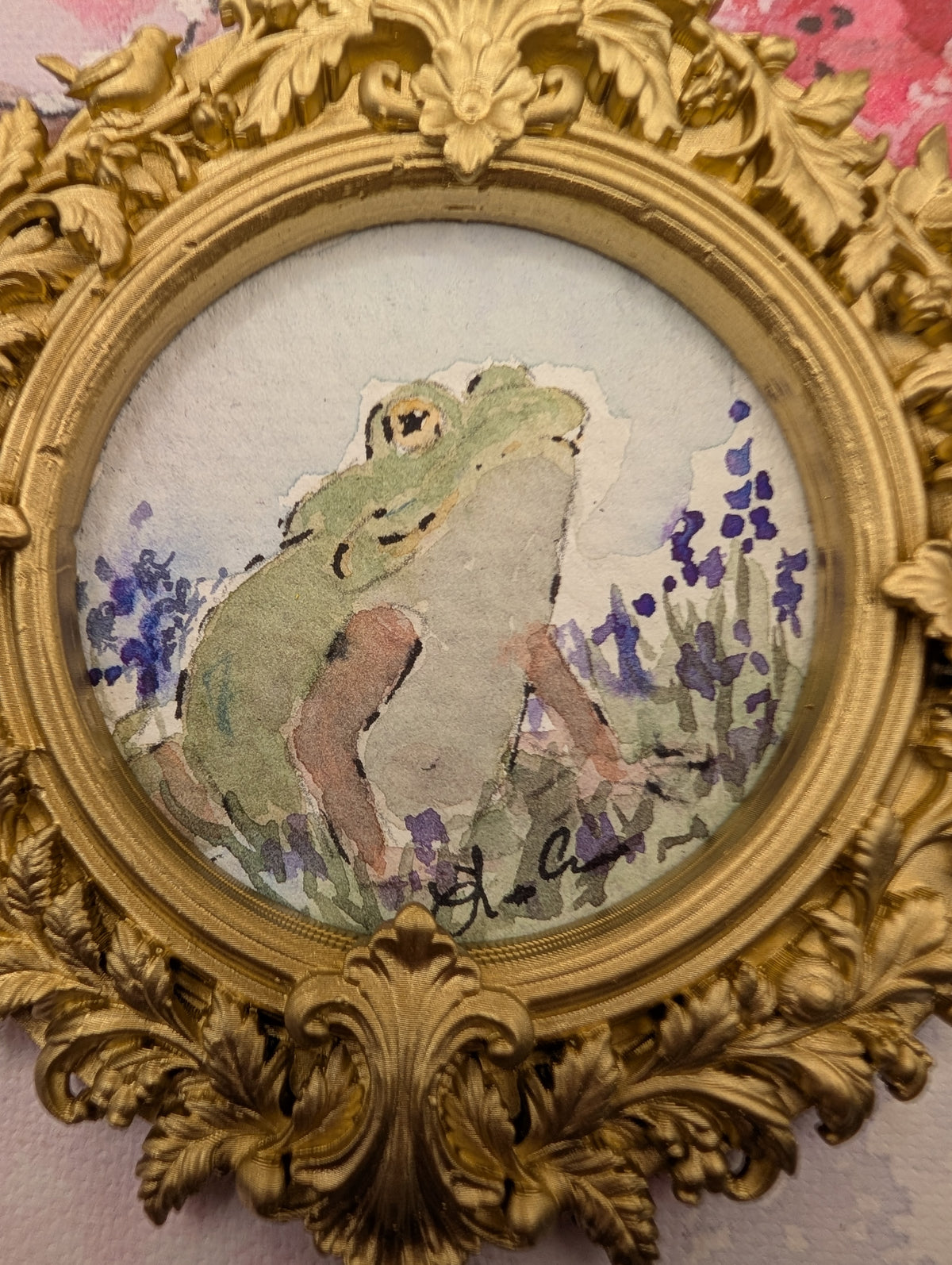 Mini Frog Painting - Original Watercolor Art by Lora Cavallin