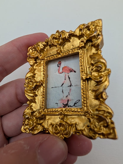 Mini Flamingo Painting - Original Watercolor Art by Lora Cavallin