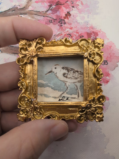 Mini Sandpiper Painting - Original Watercolor Art by Lora Cavallin