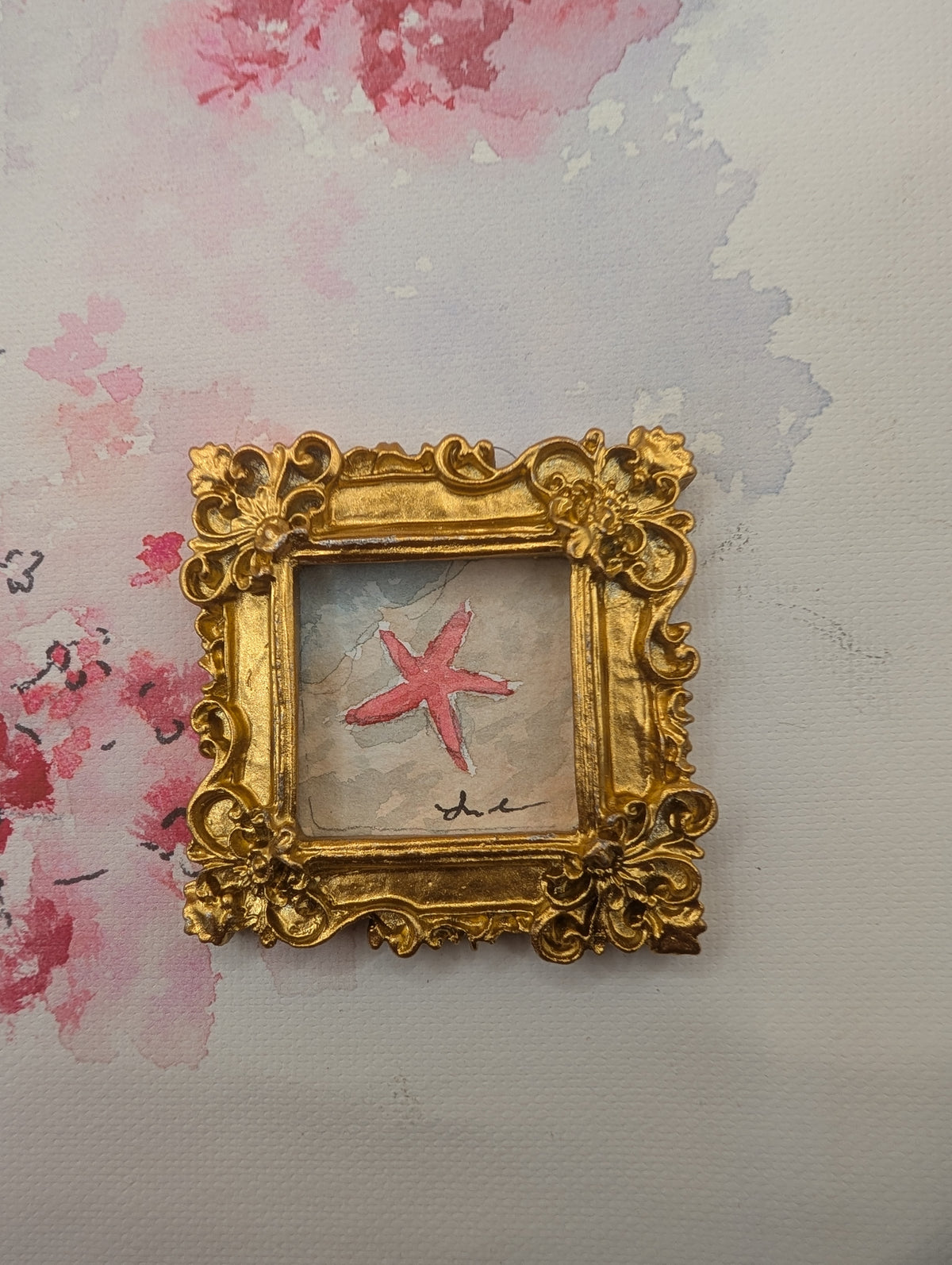 Mini Starfish Painting - Original Watercolor Art by Lora Cavallin