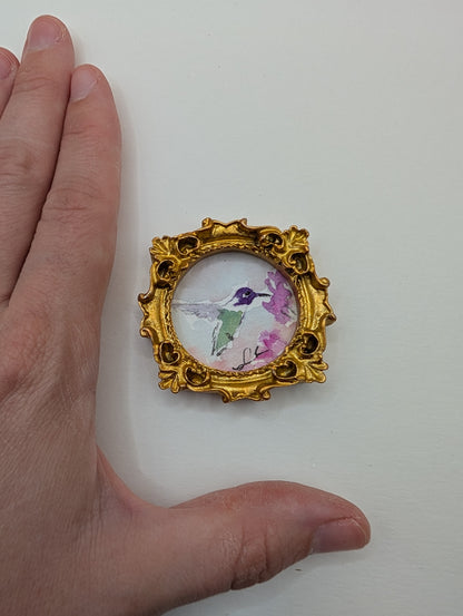 Mini Hummingbird Painting - Original Watercolor Art by Lora Cavallin