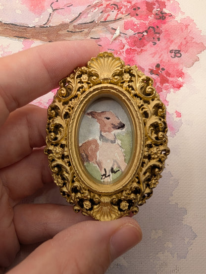 Mini Whippet Painting - Original Watercolor Art by Lora Cavallin