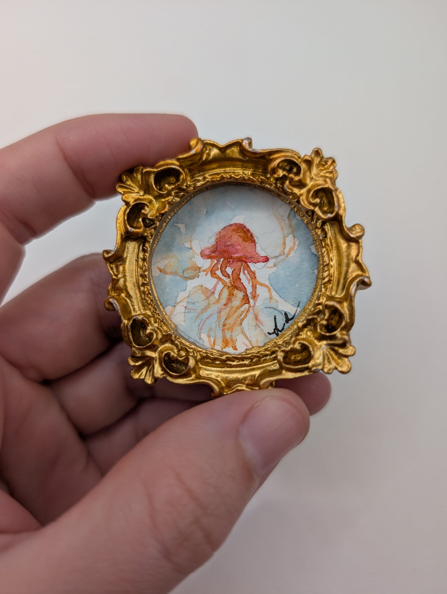 Mini Jellyfish Painting - Original Watercolor Art by Lora Cavallin