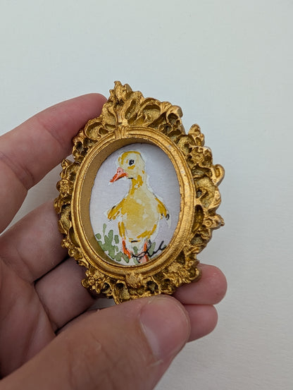 Mini Baby Duck Painting - Original Watercolor Art by Lora Cavallin