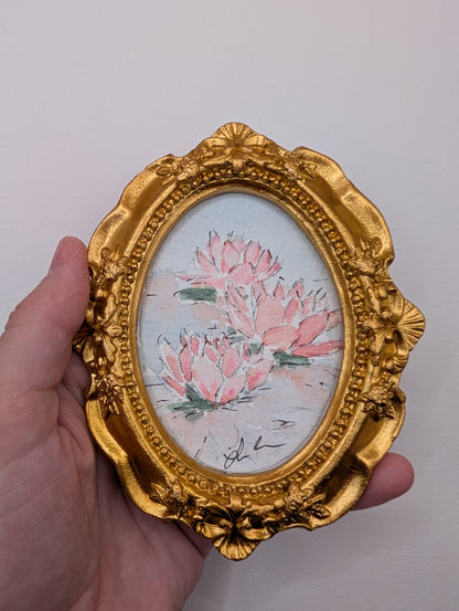 Mini Water Lily Painting - Original Watercolor Art by Lora Cavallin