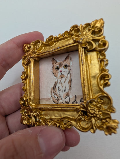 Mini Cat Painting - Original Watercolor Art by Lora Cavallin