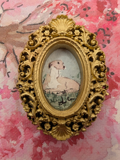 Mini Whippet Painting - Original Watercolor Art by Lora Cavallin