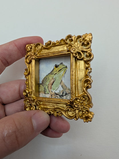 Mini Frog Painting - Original Watercolor Art by Lora Cavallin