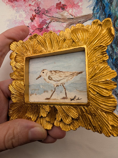 Mini Sandpiper Painting - Original Watercolor Art by Lora Cavallin