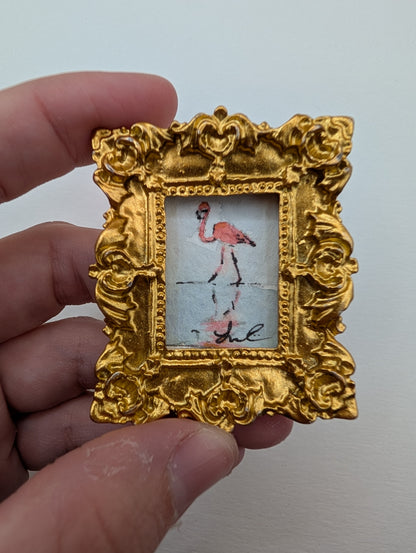 Mini Flamingo Painting - Original Watercolor Art by Lora Cavallin