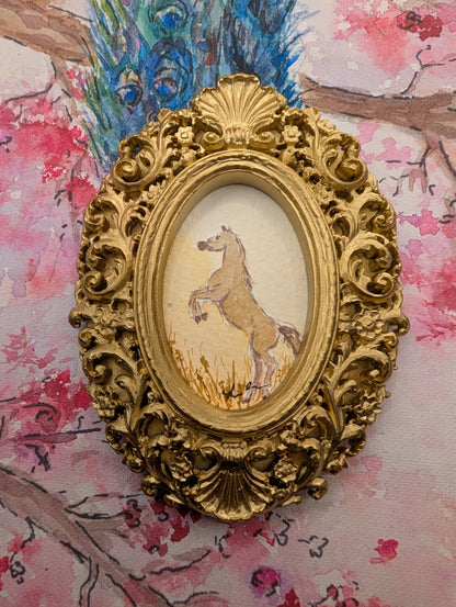 Mini Horse Painting - Original Watercolor Art by Lora Cavallin