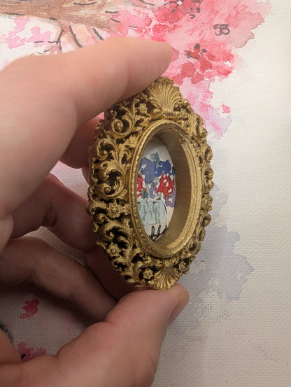 Mini Vase of Flowers Painting - Original Watercolor Art by Lora Cavallin