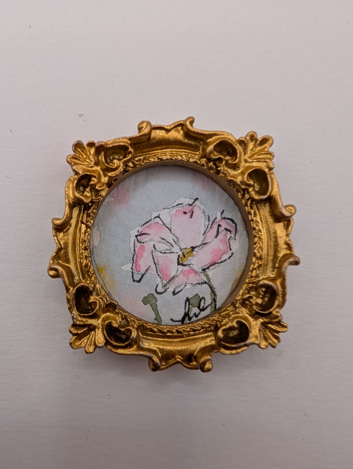 Mini Flower Painting - Original Watercolor Art by Lora Cavallin