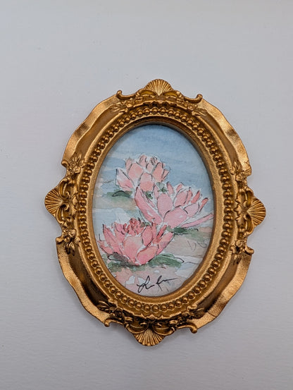 Mini Waterlily Painting - Original Watercolor Art by Lora Cavallin