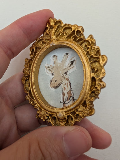 Mini Giraffe Painting - Original Watercolor Art by Lora Cavallin