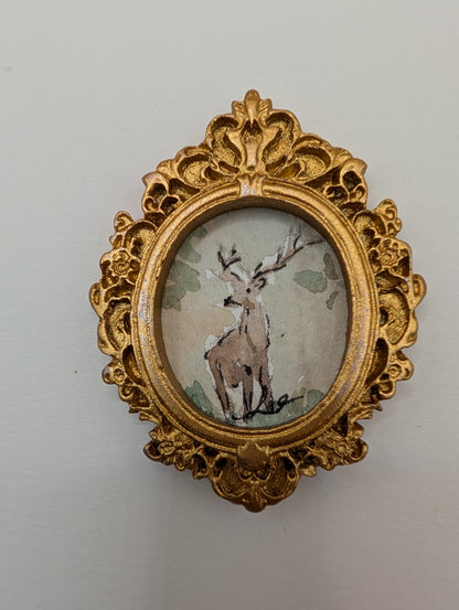 Mini Deer Painting - Original Watercolor Art by Lora Cavallin