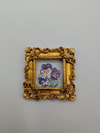 Mini Flower Painting - Original Watercolor Art by Lora Cavallin