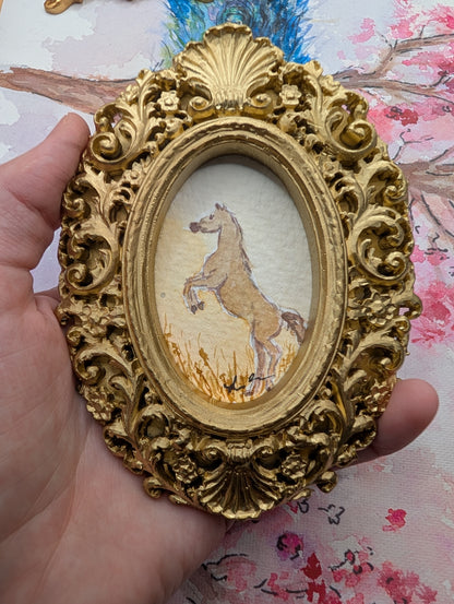 Mini Horse Painting - Original Watercolor Art by Lora Cavallin