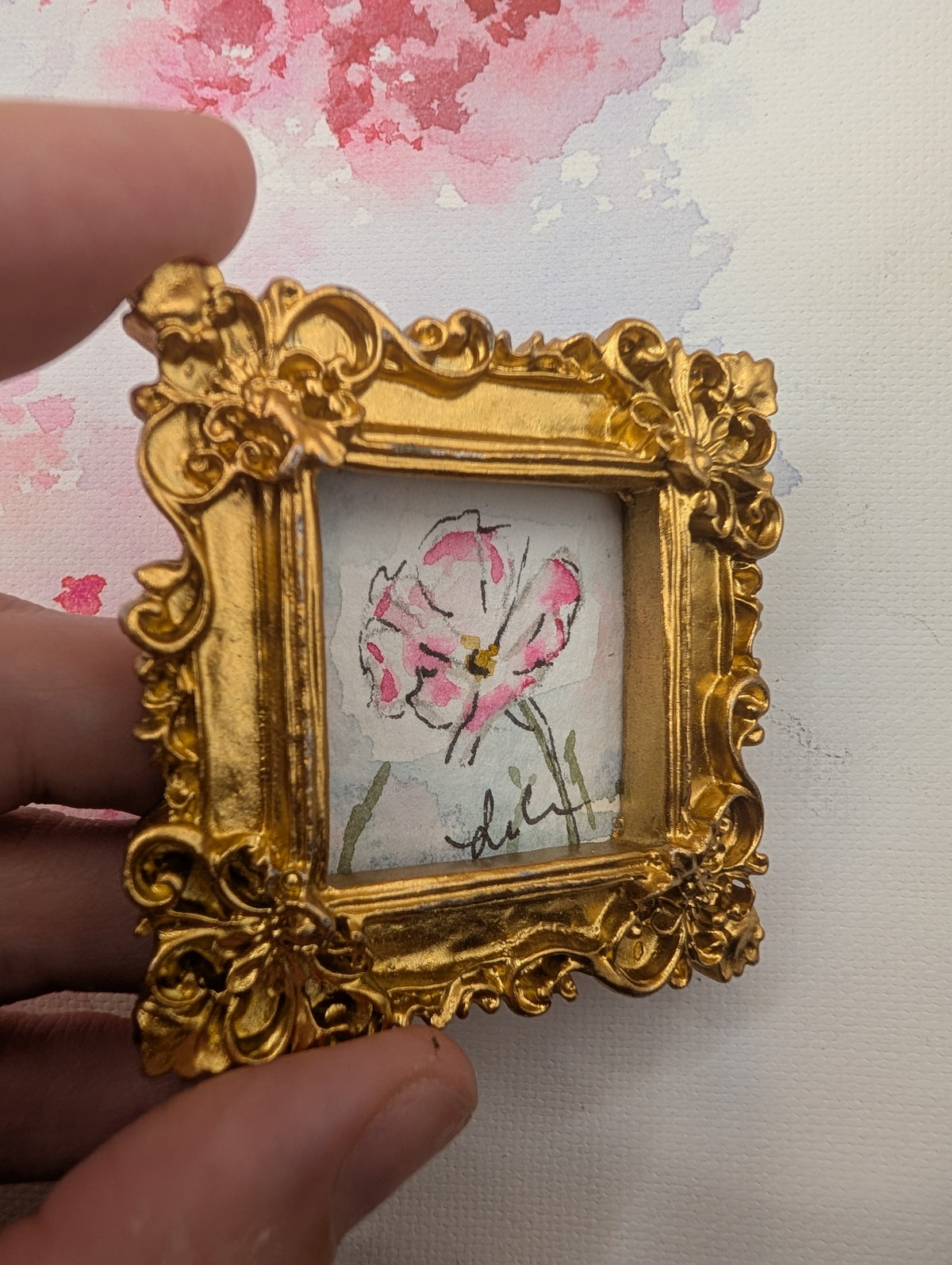 Mini Loose Flower Painting - Original Watercolor Art by Lora Cavallin