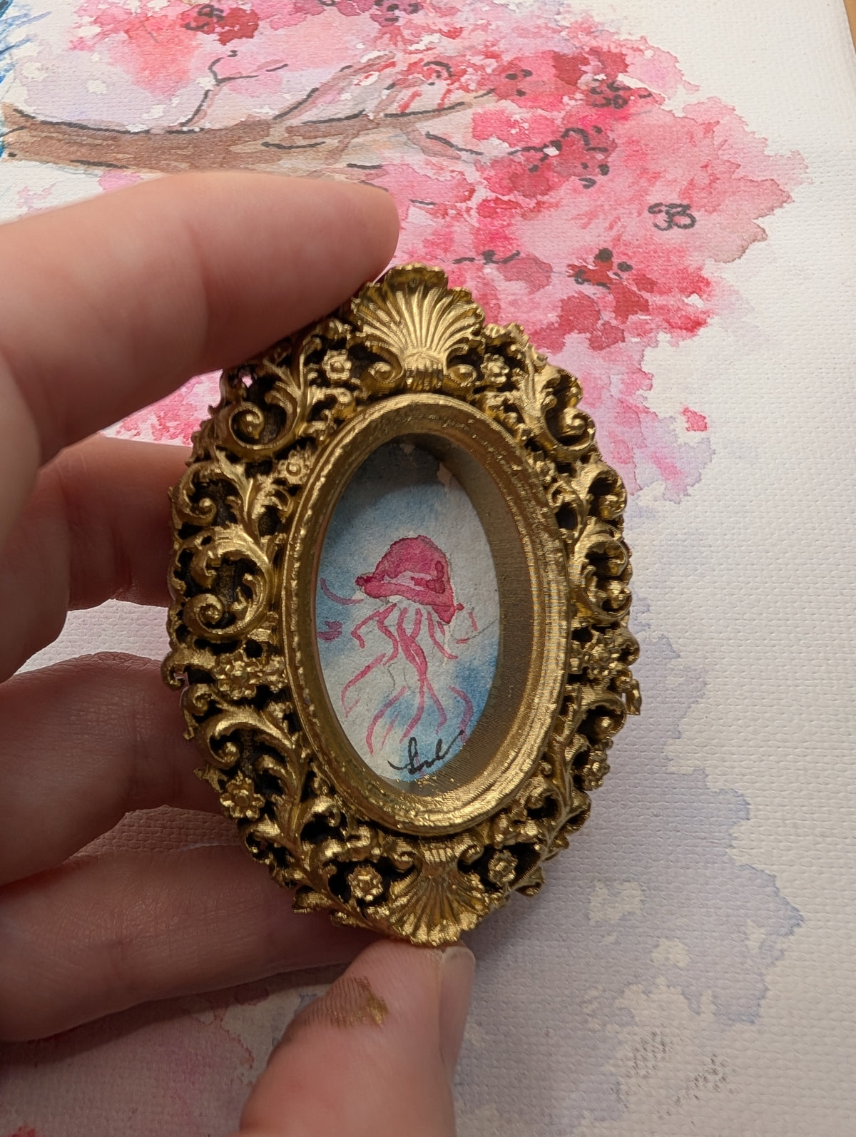 Mini Jellyfish Painting - Original Watercolor Art by Lora Cavallin