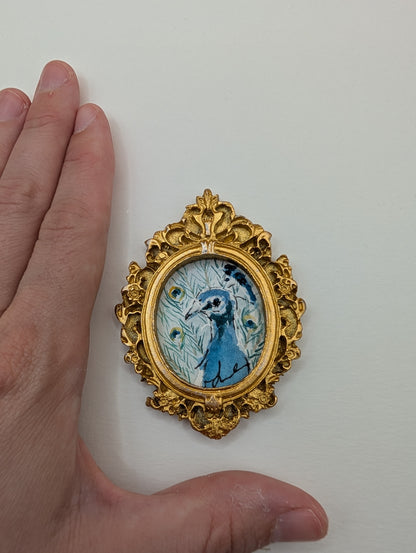 Mini Peacock Painting - Original Watercolor Art by Lora Cavallin