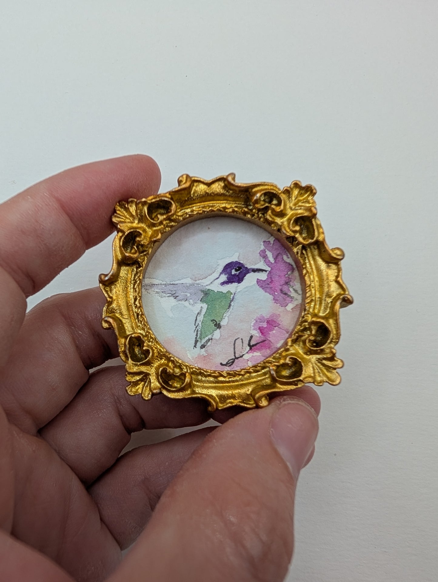 Mini Hummingbird Painting - Original Watercolor Art by Lora Cavallin