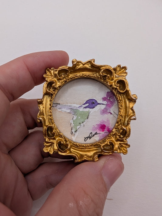 Mini Hummingbird Painting - Original Watercolor Art by Lora Cavallin