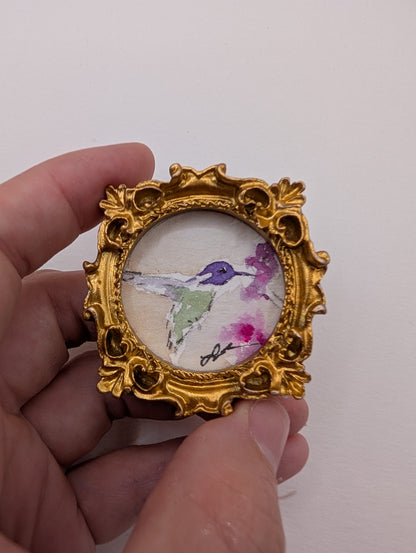 Mini Hummingbird Painting - Original Watercolor Art by Lora Cavallin