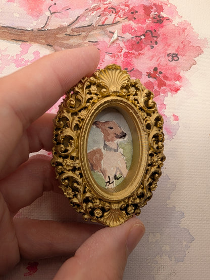 Mini Whippet Painting - Original Watercolor Art by Lora Cavallin