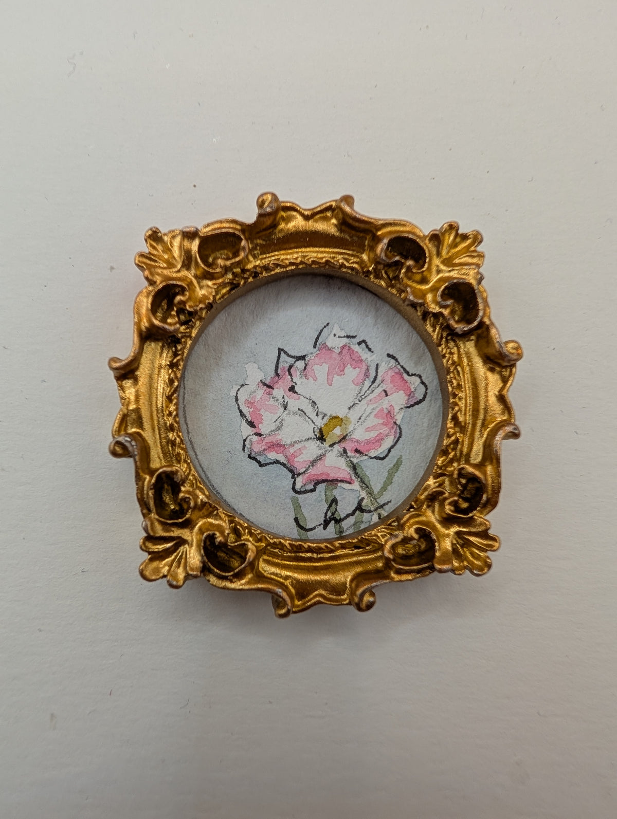 Mini Flower Painting - Original Watercolor Art by Lora Cavallin